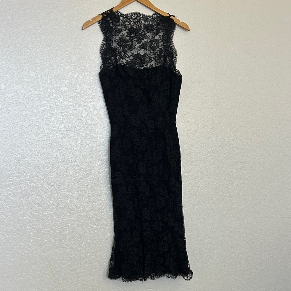 VINTAGE ESTEEVE  Black Floral Lace Sheer Neck Cocktail Dress – Size S